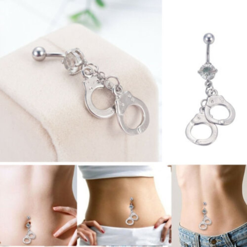 Navel Piercing ~ Law Enforcement ~ Handcuff ~ Silver